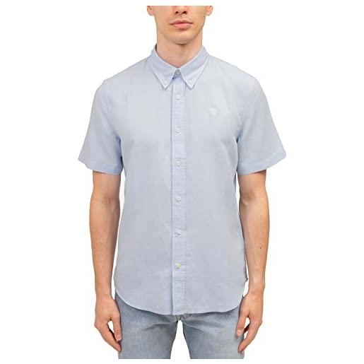 Timberland - camicia uomo slim in misto lino - taglia 3xl, azzurro