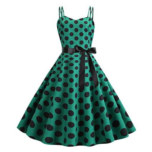 IMEKIS abito da donna vintage anni '50 a pois senza maniche a line abiti casual estivi lunghezza al ginocchio cocktail da sposa festa da sera abito da ballo vacanza spiaggia prendisole giallo 2xl