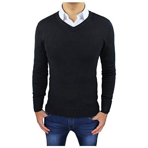 Evoga maglione pullover uomo slim fit casual invernale maglioncino golf girocollo (m, grigio scuro)