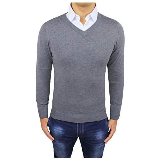 Evoga maglione pullover uomo slim fit casual invernale maglioncino golf girocollo (xl, grigio chiaro)