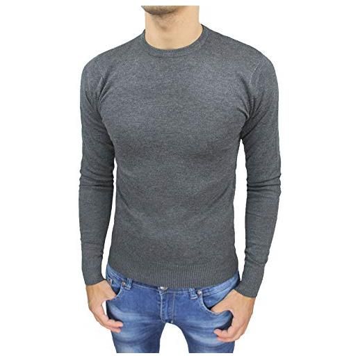 Evoga maglione pullover uomo slim fit casual invernale maglioncino golf girocollo (s, blu)