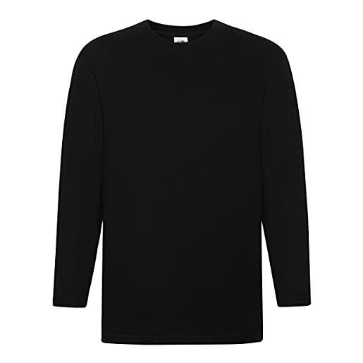 Fruit of the loom - maglietta a maniche lunghe da uomo, taglia 2xl, colore: nero