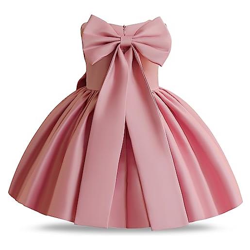 NNJXD bambino ragazza abito da principess bowknot paillettes vestiti spettacolo nozze abito tutu taglia100 (2-3 anni) 730 rosa-a