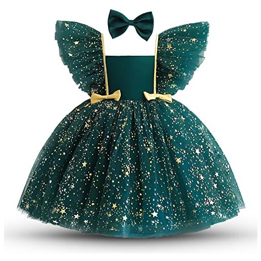 NNJXD neonata parte di compleanno tutu abito bowknot toddler ragazze abiti da spettacolo 2029 verde taglia(120) 4-5 anni