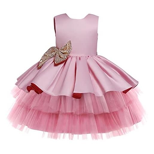 NNJXD neonata stelline abito in tulle festa di compleanno bowknot tutu abito da principessa 2023 rosa caldo taglia (110) 3-4 anni