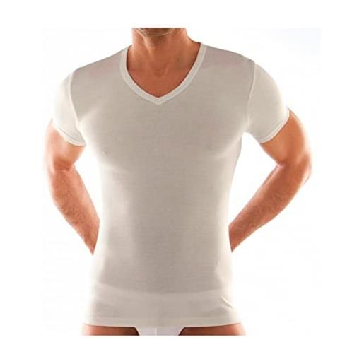 Generico maglietta intima uomo lana cotone 3 5 pezzi scollo v maglia intima uomo termica invernale (3 pezzi bianco lana, 4), m