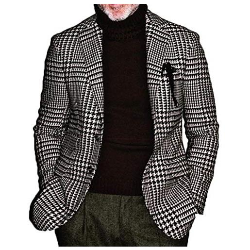 Minetom blazer uomo giacca abito slim fit giacche vintage plaid one button suit cappotto casual affari formale cena blazer c marrone l