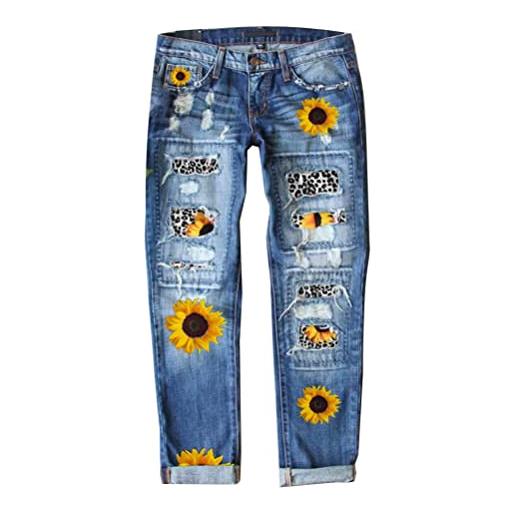 Onsoyours jeans casual da donna jeans boyfriend jeans patchwork floreali leopardati pantaloni d blu01 xxl
