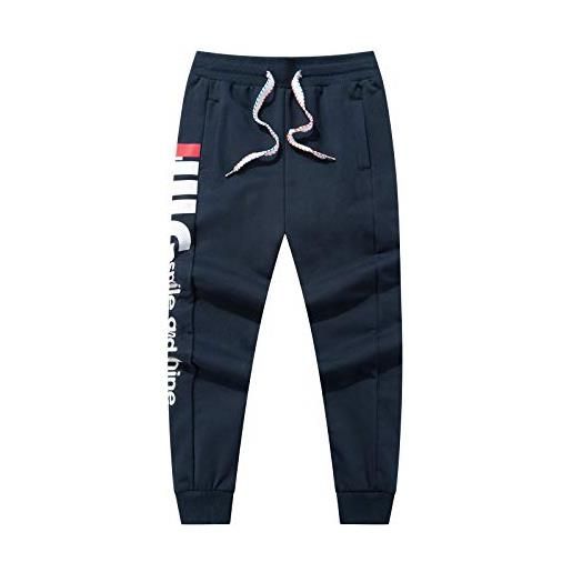 LAUSONS pantaloni sportivi bambino - pantaloni tuta con tasca - pantaloni da jogging cotone ragazzi, blu scuro, taglia 160/12-13 anni