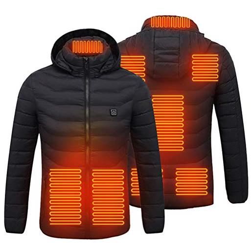 Stecto giacca riscaldato da donna impermeabile giacca termica con batteria 5v, 8 zone di riscaldamento giacca calda lavabile, 3 tipi di controllo della temperatura (nero)