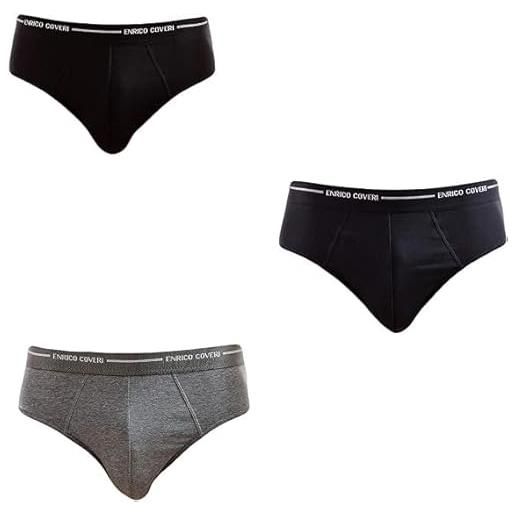 Enrico Coveri slip uomo offerta 6 e 12 pezzi, slip uomo in cotone bielastico elastico est. Mutande uomo 80231000 (6 pezzi ass. 2 blu-2 nero-2 grigio, xxl, xx_l)