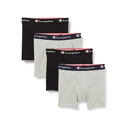 Champion core x4, boxer corti, uomo, blu (marino)/grigio (melange scuro), s