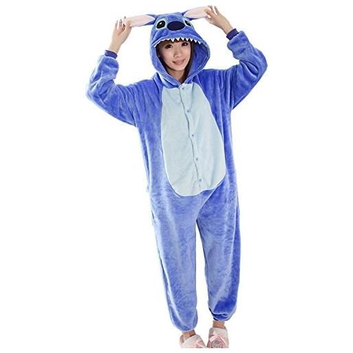 Minetom blu stitch kigurumi pigiama unisex adulto cosplay halloween costume animale pigiama (eu xl)