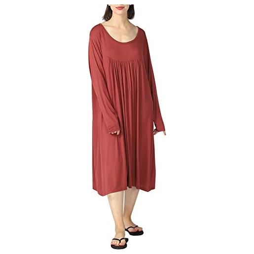 amropi donna camicia da notte loungewear morbido casa vestito girocollo sciolto pigiami indumenti da notte (rosa rosso, 5xl)