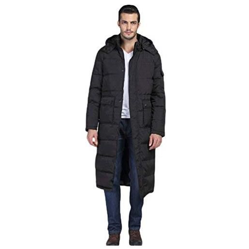 Zhiyuanan uomo piumino invernale lungo con cappuccio imbottito in caldo cappotto casual comodo giacca imbottita puffer parka