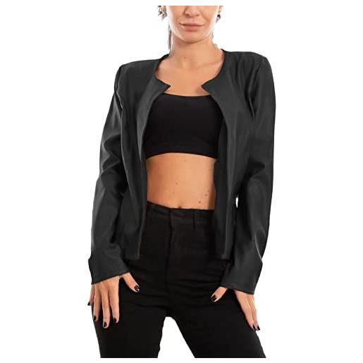 Toocool giacca donna corta ecopelle bolero senza chiusura giacchetto ms-5919 [m, nero]