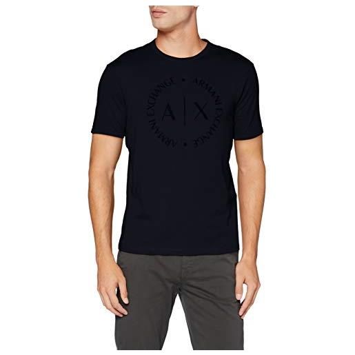 ARMANI EXCHANGE tee with tone-on-tone logo, t-shirt, uomo, blu, m
