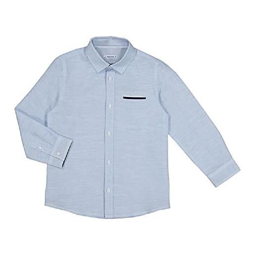 Mayoral camicia m/l lino tailoring per bambini e ragazzi celeste 8 anni (128cm)