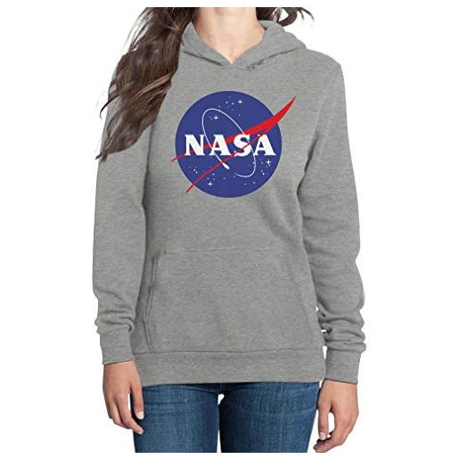 Shirtgeil nasa logo galaxy streetwear outfit felpa con cappuccio da donna small grigio