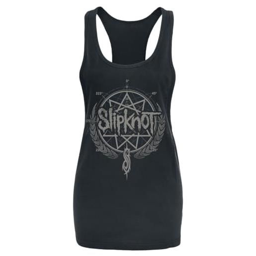 Slipknot White Logo Top Donna - Maglietta Nera Senza Maniche In Cotone - Merch Ufficiale Band