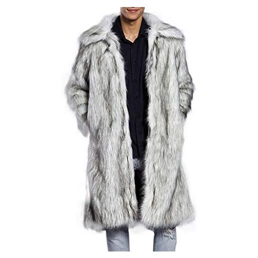 Jimmackey Uomo jimmackey cappotti uomo invernali parka uomo giacca di pelliccia sintetica caldo inverno trincea outwear lunghi soprabiti uomo slim fit cappotto maniche lunghe soprabito moda casuale trench cappotto