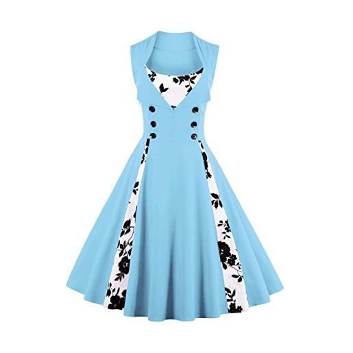 VERNASSA abito retrò, donne chic stile vintage 1950 vestito da cocktail rockabilly swing abito classico anni'50, multicolore, taglia s-4xl