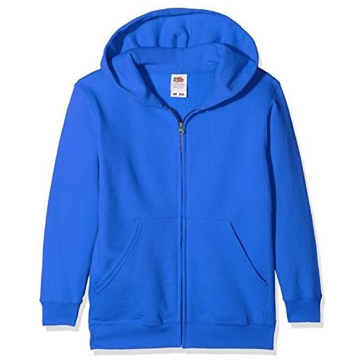 Fruit of the Loom classic hooded sweat jacket kids felpa, blau (royal blue 300), 14 anni bambino