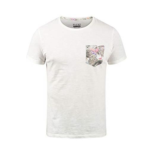 b BLEND blend florens magliette t-shirt a maniche corte con stampa da uomo con girocollo taschino, taglia: s, colore: offwhite (70005)