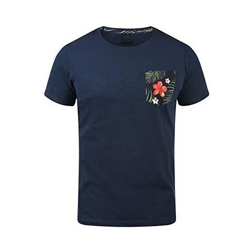 b BLEND blend florens magliette t-shirt a maniche corte con stampa da uomo con girocollo taschino, taglia: l, colore: chip grey (75153)