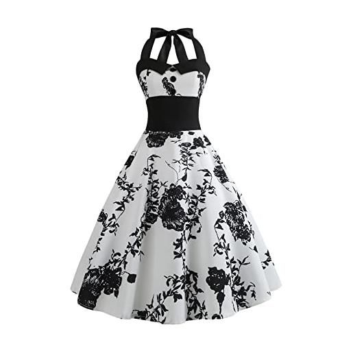 YMING donne swing audrey hepburn stile vestito con cintura 1950 polka dot abito vintage da sera rosa dot xl