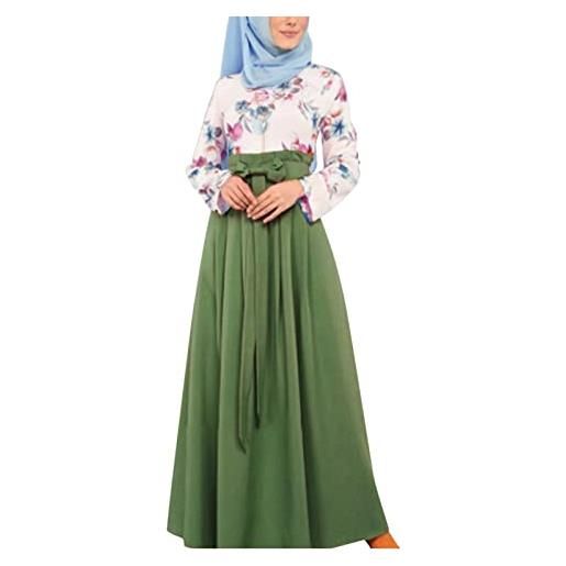 Generic abiti neri da donna eleganti musulmani casual abaya arabi islamici donne caftano vestita musulmana abito solido donna abito casual maxi abito estivo spaghetti, verde, l