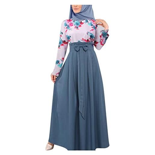 Generic abiti neri da donna eleganti musulmani casual abaya arabi islamici donne caftano vestita musulmana abito solido donna abito casual maxi abito estivo spaghetti, blu, xl