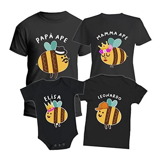 t-shirteria set magliette famiglia personalizzate - ape - apina - little bee - api - baby - mamma e papà - baby - figli piccoli - tshirt coordinate - regalo