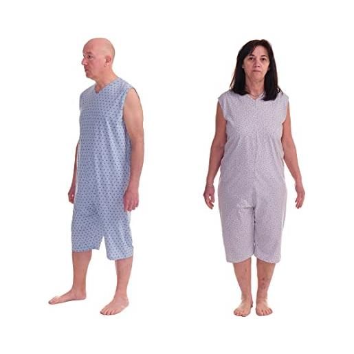 FERRUCCI COMFORT pigiama sanitario tutone smanicato estivo in cotone con pantalone corto - 9008/7 - adatto agli anziani - realizzato in italia (xs, rosa)
