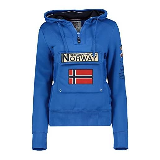 Geographical Norway gymclass lady - felpa da donna con cappuccio e tasche, a maniche lunghe, casual (blu reale, m)