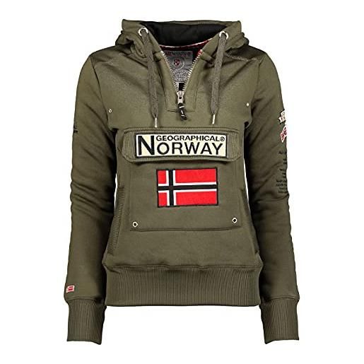 Geographical Norway gymclass lady - felpa da donna con cappuccio e tasche, a maniche lunghe, casual (bianco, s)
