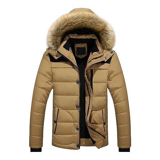 Minetom cappotto uomo invernale corto piumino caldo e spesso con cappuccio in pelliccia sintetica giacca outdoor giubbotto b nero s