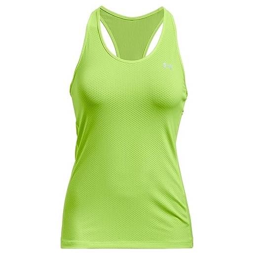 Under Armour women's heat. Gear armour racer tank , quirky lime (752)/metallic silver , large