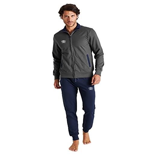 Umbro tuta felpa uomo in full zip con tasche top abbigliamento sportivo tuta da jogging da palestra per l'uso quotidiano tuta casa originale idea regalo (m, 30072 grey/navy)