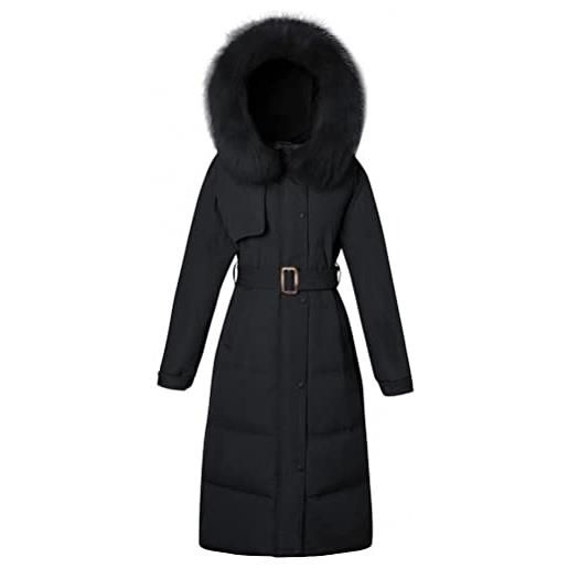 ORANDESIGNE cappotto piumino donna invernale lungo imbottito elegante giacca con pelliccia cappello giubbotto antivento caldo leggero piuma cotone outwear capispalla a albicocca xl