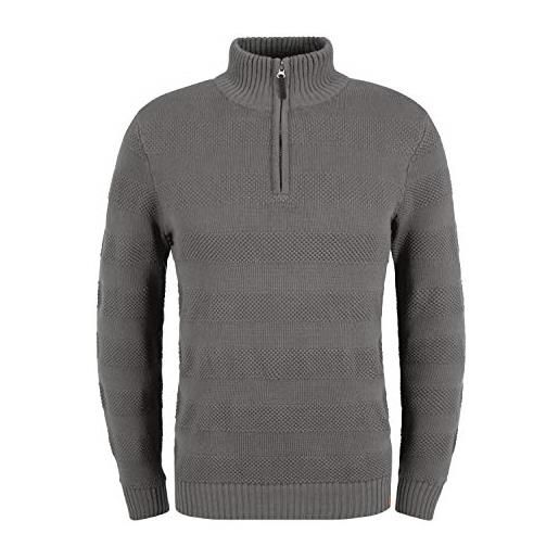 b BLEND blend gaspar maglione con collo alto pullover troyer da uomo con colletto troyer, taglia: l, colore: pewter mix (200277)