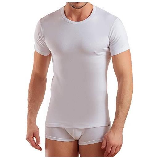 Enrico Coveri maglietta intima uomo girocollo caldo cotone, offerta 3 e 6 pezzi, maglia uomo in cotone invernale felpato (6 pezzi bianco, xl)