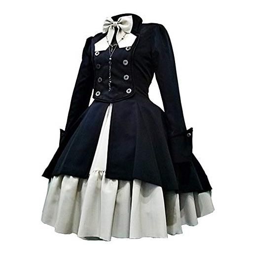 VERNASSA giacca cappotto cappotto gotico classico lolita per ragazze, abiti vintage retrò con fiocco, abiti da principessa manica lunga per cosplay da festa