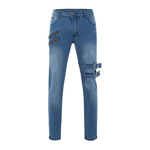 Xiangdanful jeans da uomo slim fit stretch strappati jeans in denim lavato distrutto jeans moda casual pantaloni con tasca bbtws25