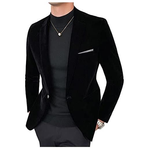 shownicer blazer casual da uomo slim fit formal suit giacche con un bottone suit jacket giacca elegante formale wedding business evening da lavoro a nero 3xl