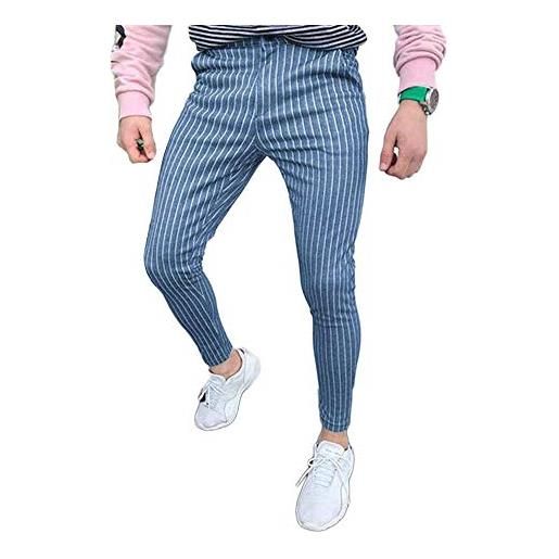 YOUCAI pantaloni chino skinny da uomo slim fit pantaloni casual eleganti pantaloni strisce elasticizzati comodi pantaloni da golf, bianca, l
