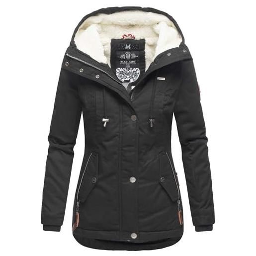 Marikoo giacca invernale da donna con fodera effetto peluche, b802. , nero , xl