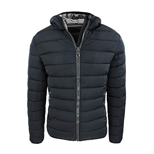 Evoga piumino uomo trade invernale casual giacca giubbotto slim fit con cappuccio (5xl, #03 blu)