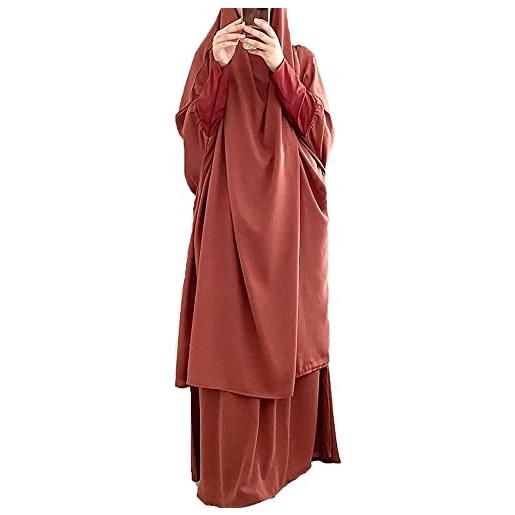 LinKeTop abito da donna musulmana, due pezzi preghiera maxi hijab islamico abaya - taglia unica, blu, etichettalia unica