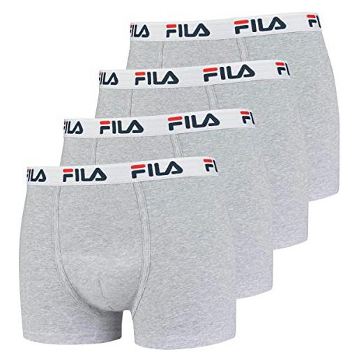 Fila 4 pacco convenienza uomo boxer - logo pants - monocolore - molti colori - grigio, m - 4 pack